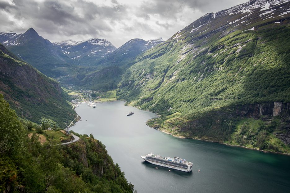Cruise ship coming to Geirangerfjord