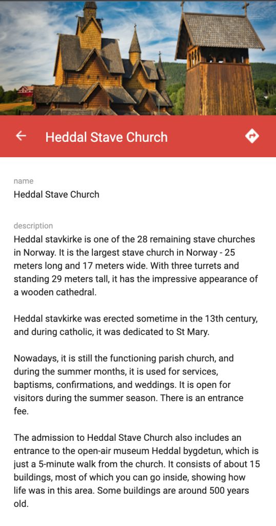 Mapa západního Norska: Sloupový kostel Heddal
