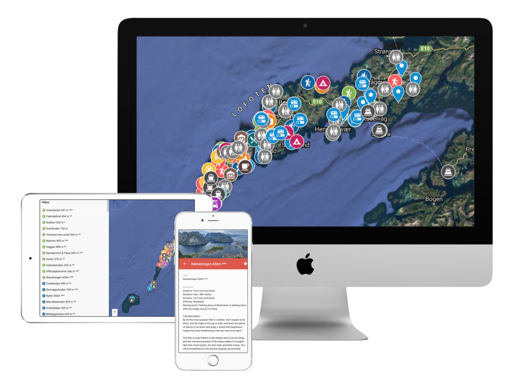 Interactive map of Lofoten islands by Realcamplife