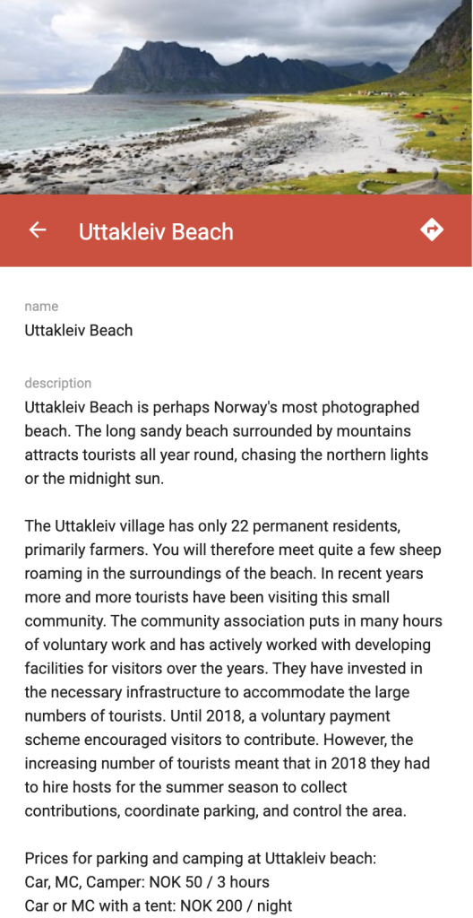 Mapa Lofoty: pláž Uttakleiv popis